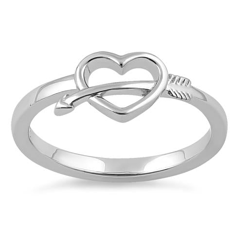 Sterling Silver Cupid's Arrow Heart Ring