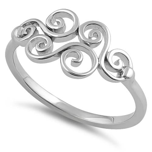 Sterling Silver Curly Waves Ring