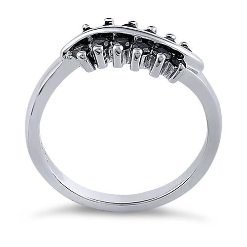 Sterling Silver Curve Black CZ Ring