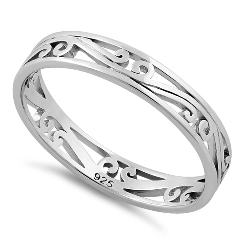 Sterling Silver Curve Lines Ring