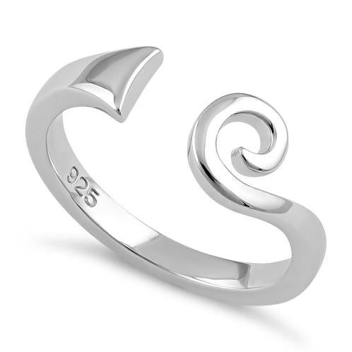 Sterling Silver Swirl Bar Line Ring