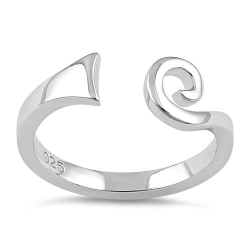Sterling Silver Swirl Bar Line Ring