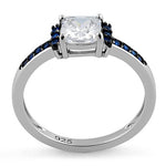 Sterling Silver Cushion Blue CZ Ring