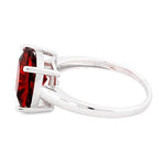 Sterling Silver Cushion Cut Red CZ Ring
