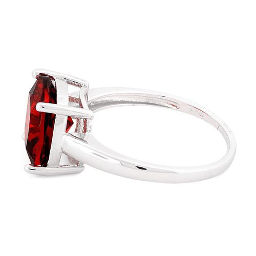 Sterling Silver Cushion Cut Red CZ Ring