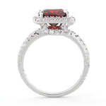 Sterling Silver Cushion-Cut Red CZ Ring