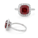 Sterling Silver Cushion-Cut Red CZ Ring