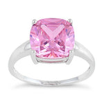 Sterling Silver Cushion-Cut Pink CZ Ring