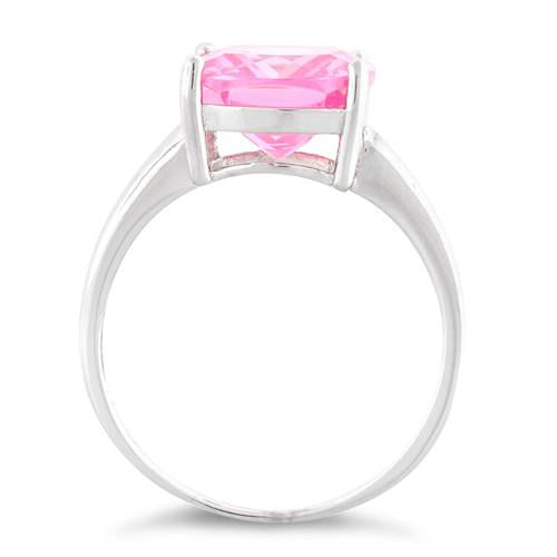 Sterling Silver Cushion-Cut Pink CZ Ring