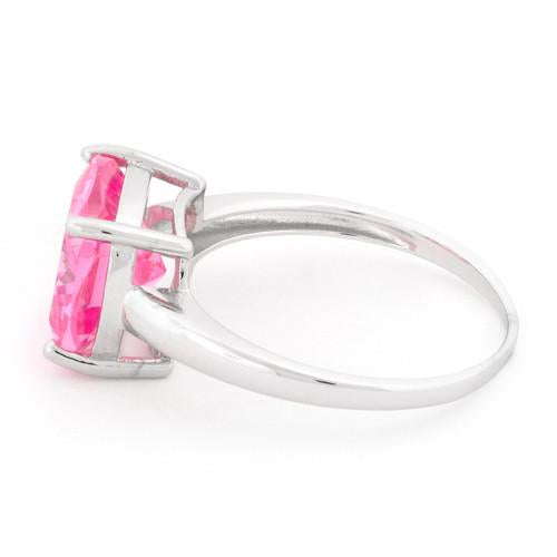 Sterling Silver Cushion-Cut Pink CZ Ring