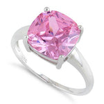 Sterling Silver Cushion-Cut Pink CZ Ring