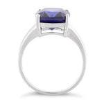 Sterling Silver Cushion Cut Tanzanite CZ Ring