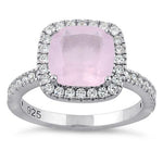 Sterling Silver Cushion-Cut Pink CZ Ring