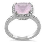 Sterling Silver Cushion-Cut Pink CZ Ring