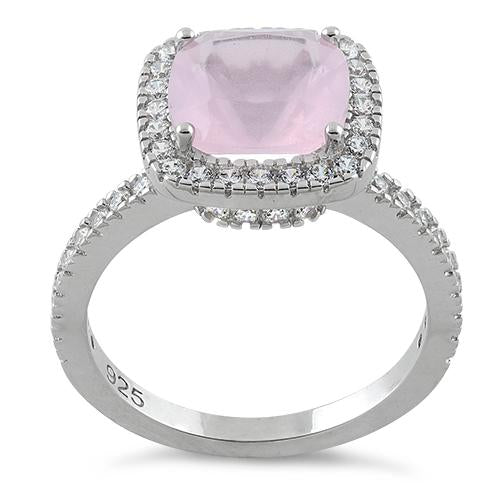 Sterling Silver Cushion-Cut Pink CZ Ring