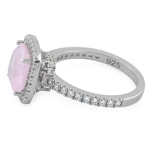 Sterling Silver Cushion-Cut Pink CZ Ring