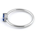 Sterling Silver Dainty Baguette Straight Blue Spinel CZ Ring