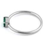 Sterling Silver Dainty Baguette Straight Emerald CZ Ring