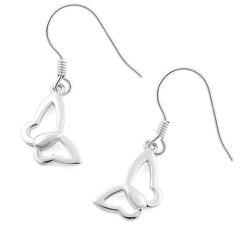 Sterling Silver Dangling Butterfly Earrings