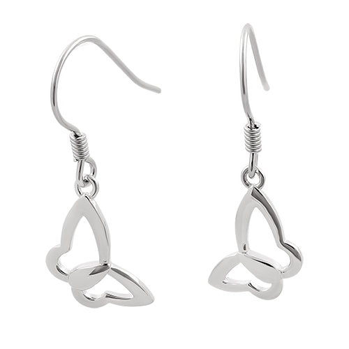 Sterling Silver Dangling Butterfly Earrings