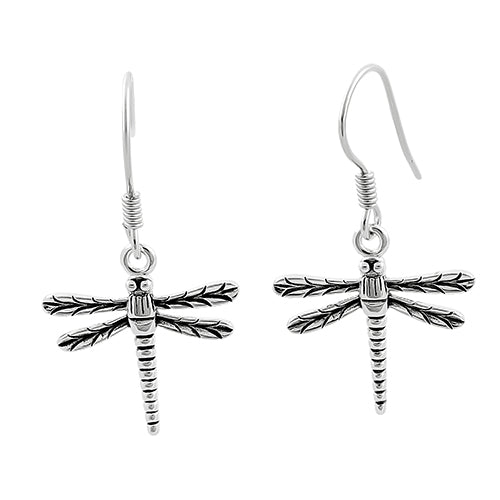 Sterling Silver Dangling Dragonfly Earrings