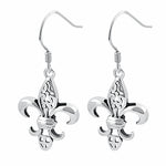 Sterling Silver Dangling Fleur de Lis Earrings