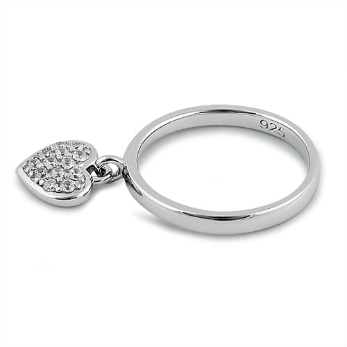 Sterling Silver Dangling Heart CZ Ring