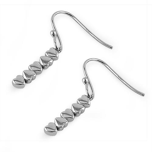 Sterling Silver Dangling Hearts Earrings