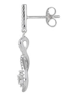Sterling Silver Dangling Plumeria Flower CZ Earrings