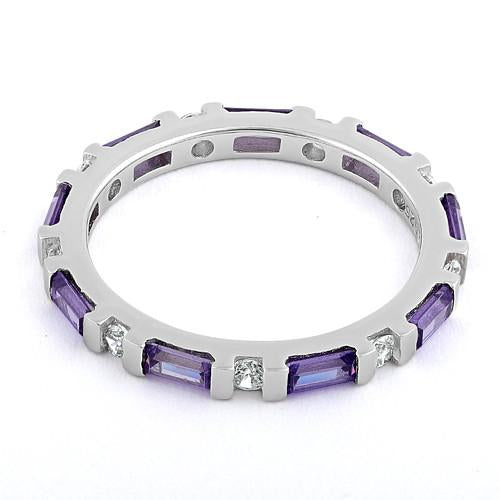 Sterling Silver Dark Violet and White CZ Eternity Ring
