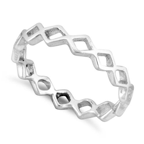 Sterling Silver Diamond Chain Ring