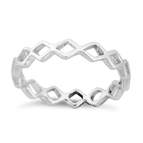 Sterling Silver Diamond Chain Ring