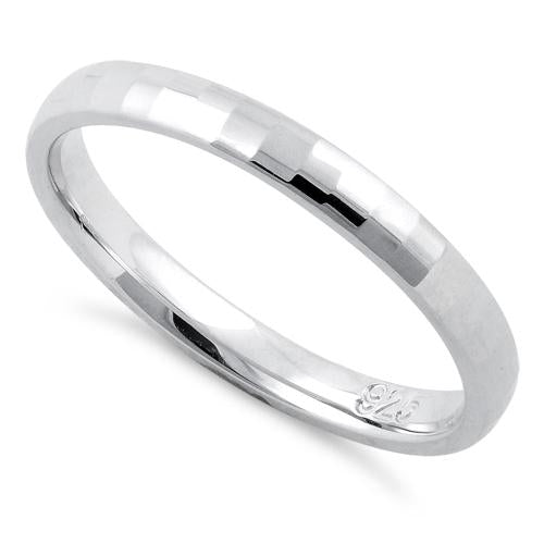 Sterling Silver Diamond Faceted Pattern Wedding Band Ring 2.5mm