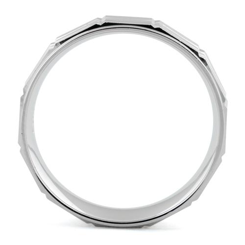 Sterling Silver Diamond Cut Pattern Wedding Band Ring