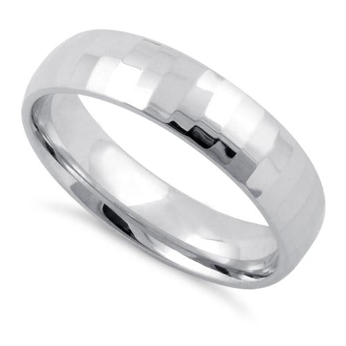 Sterling Silver Diamond Cut Pattern Wedding  Band Ring 5mm