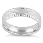 Sterling Silver Diamond Cut Pattern Wedding Band Ring