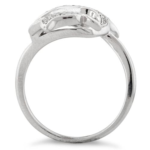 Sterling Silver Dolphin Pave CZ Ring