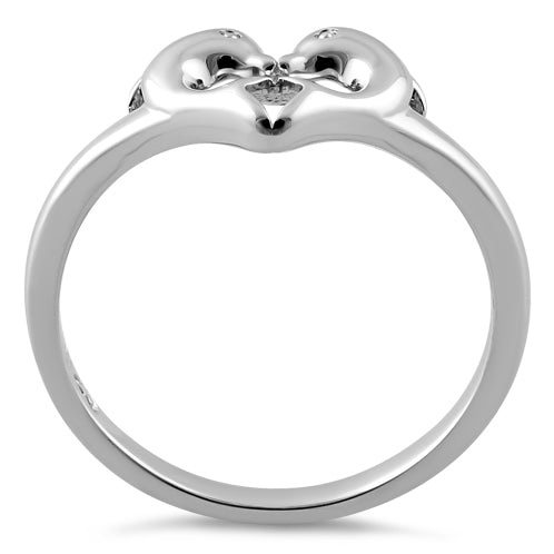 Sterling Silver Dolphins Heart Ring