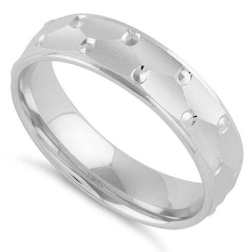 Sterling Silver Dots Pattern Wedding Band Ring