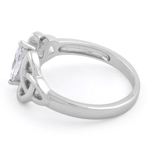 Sterling Silver Double Charmed Marquise CZ Ring