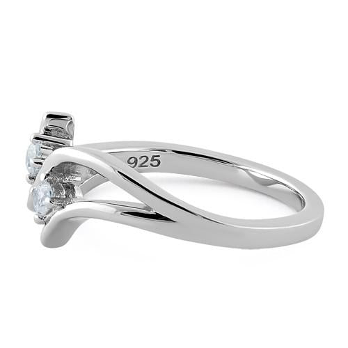 Sterling Silver Double Clear Round Cut CZ Ring