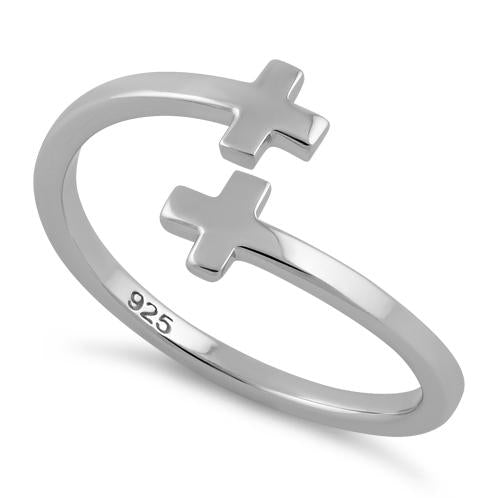 Sterling Silver End to End Cross Ring