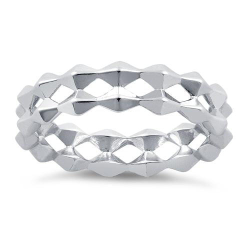 Sterling Silver Double Diamond Shaped Eternity Ring