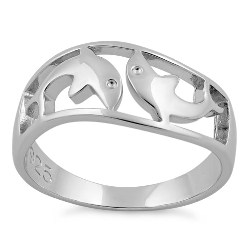 Sterling Silver Double Dolphin Ring