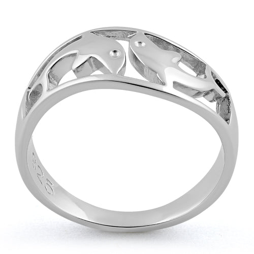 Sterling Silver Double Dolphin Ring