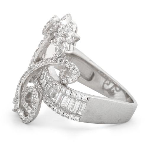 Sterling Silver Double Flower Extravagant Pave CZ Ring