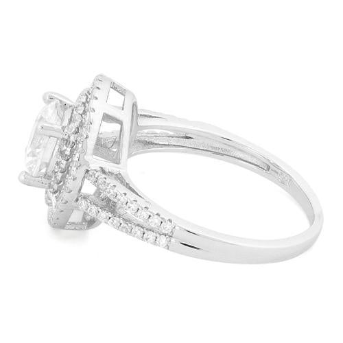 Sterling Silver Double Halo Round Clear CZ Ring