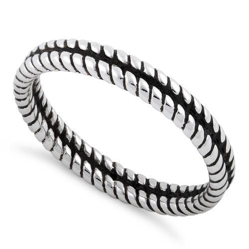 Sterling Silver Double Rope Stackable Ring