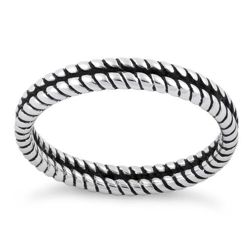 Sterling Silver Double Rope Stackable Ring