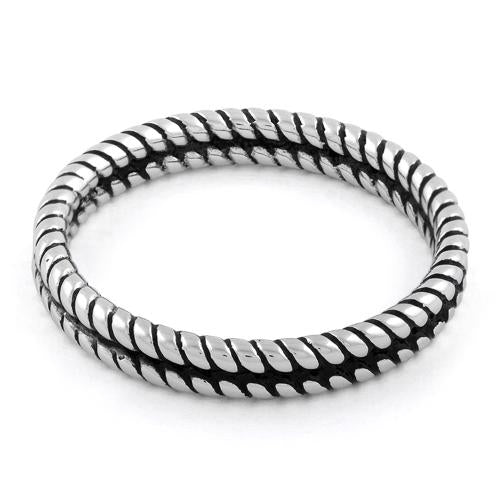 Sterling Silver Double Rope Stackable Ring